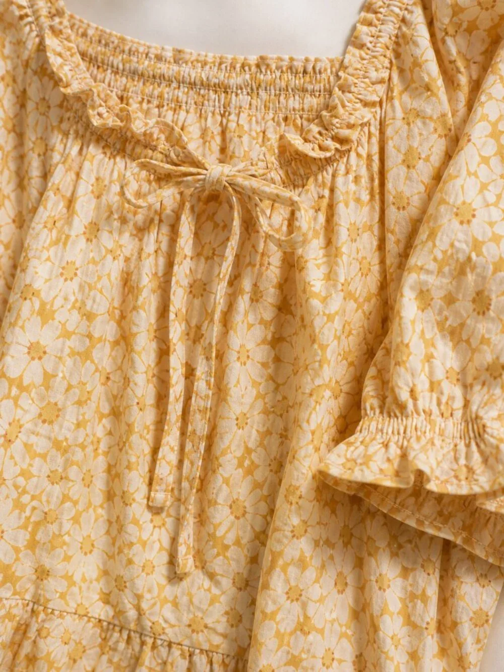 NWT Madewell S Yellow Daisy Midi Dress Puff Sleeve Cottagecore - Picture 4 of 11